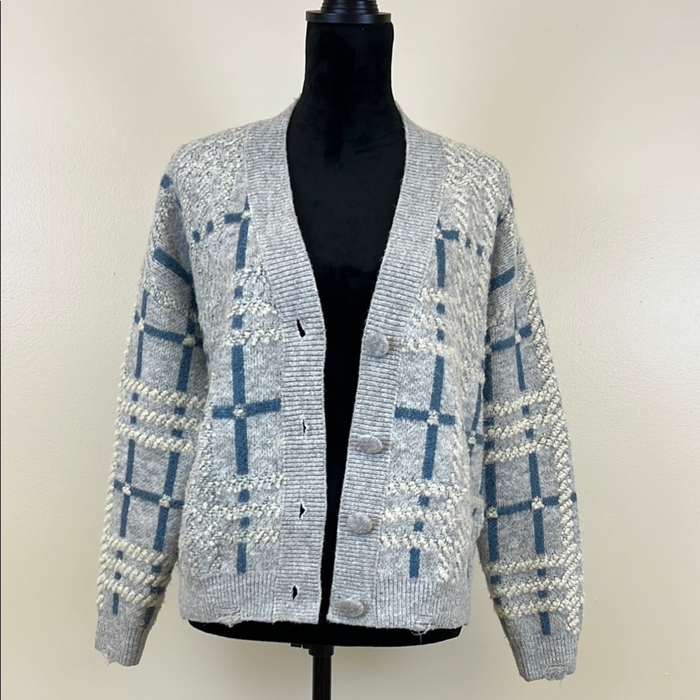 Gray and Blue Women's Sweater